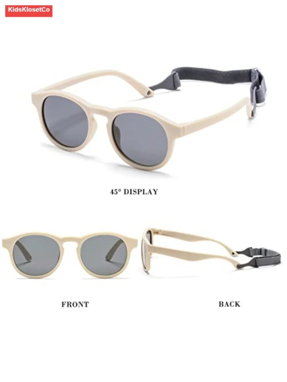 Polarized Baby Sunglasses with Flexible TPEE Frame and Strap for Toddlers